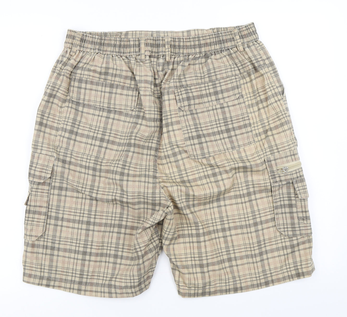 Preworn Mens Brown Plaid  Cargo Shorts Size 3XL