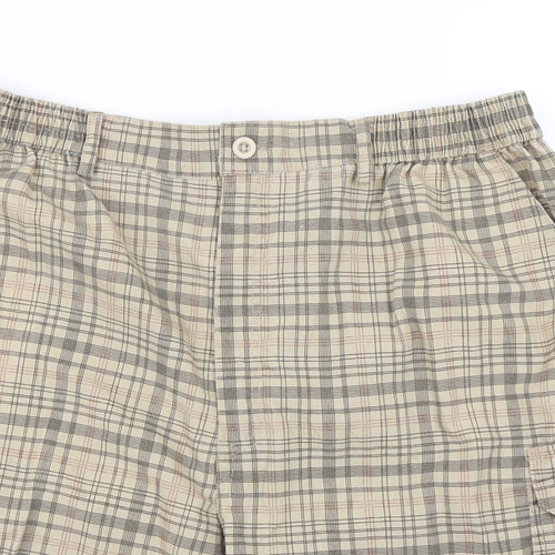 Preworn Mens Brown Plaid  Cargo Shorts Size 3XL