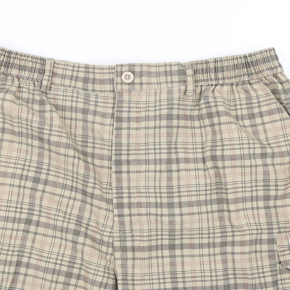 Preworn Mens Brown Plaid  Cargo Shorts Size 3XL