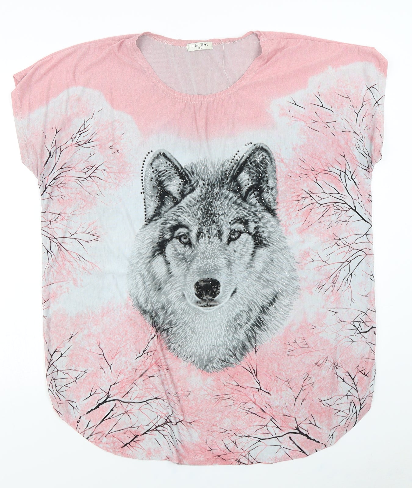Lin H.C Womens Pink   Basic T-Shirt Size M