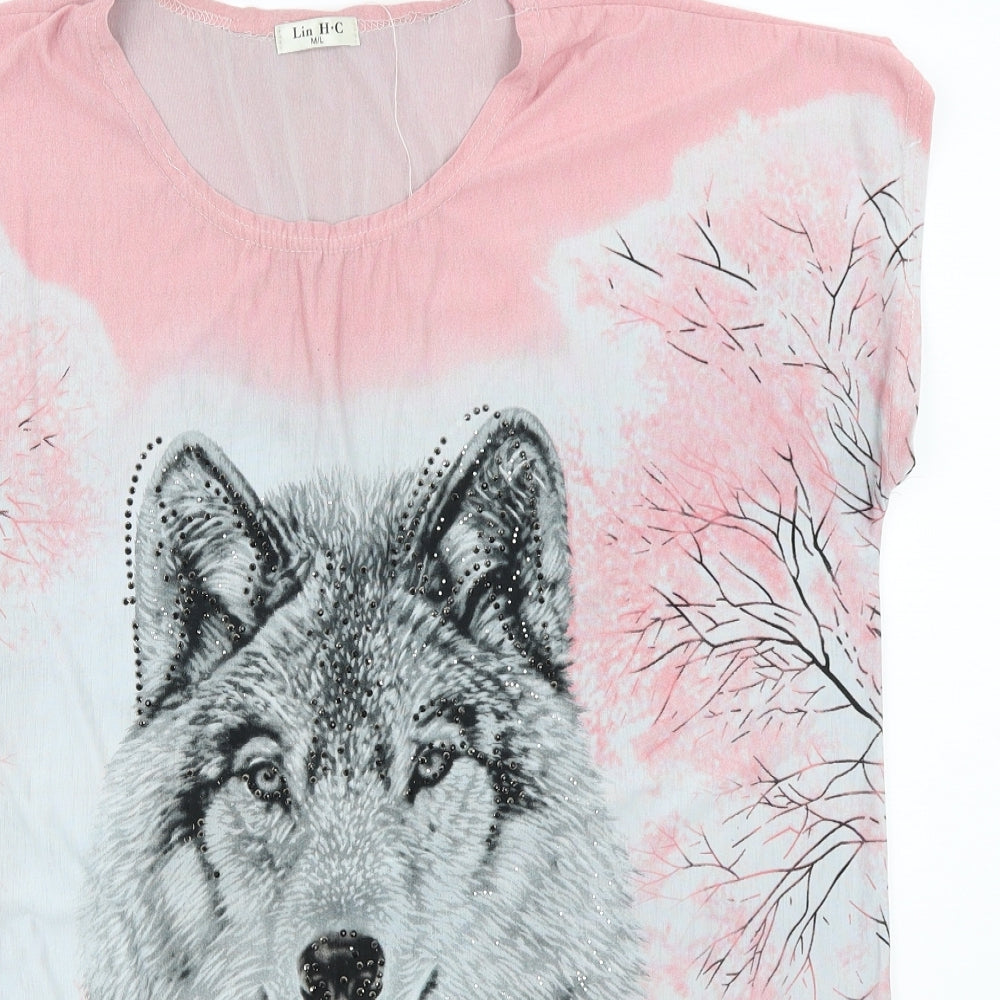 Lin H.C Womens Pink   Basic T-Shirt Size M