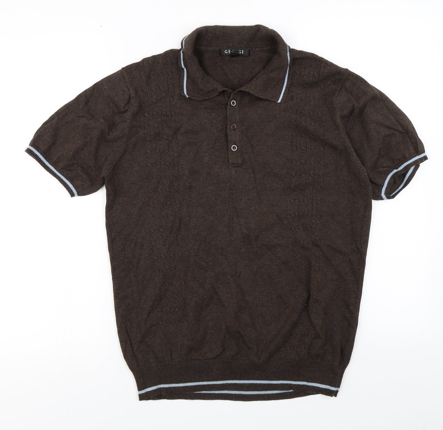 George Mens Brown  Knit  Polo Size S