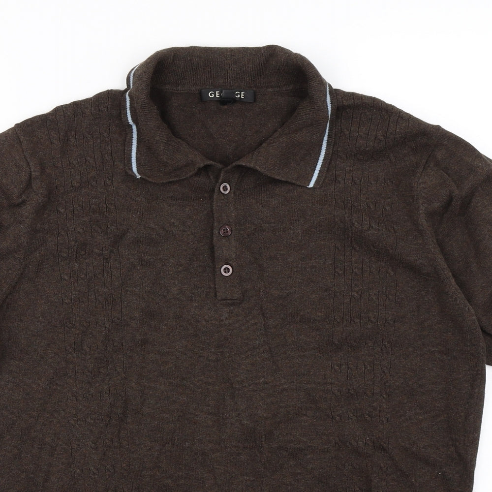 George Mens Brown  Knit  Polo Size S