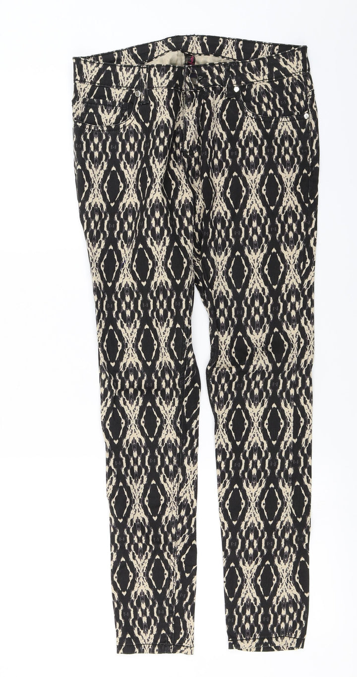 Hey Womens Brown Argyle/Diamond Denim Skinny Jeans Size 28 in L27 in