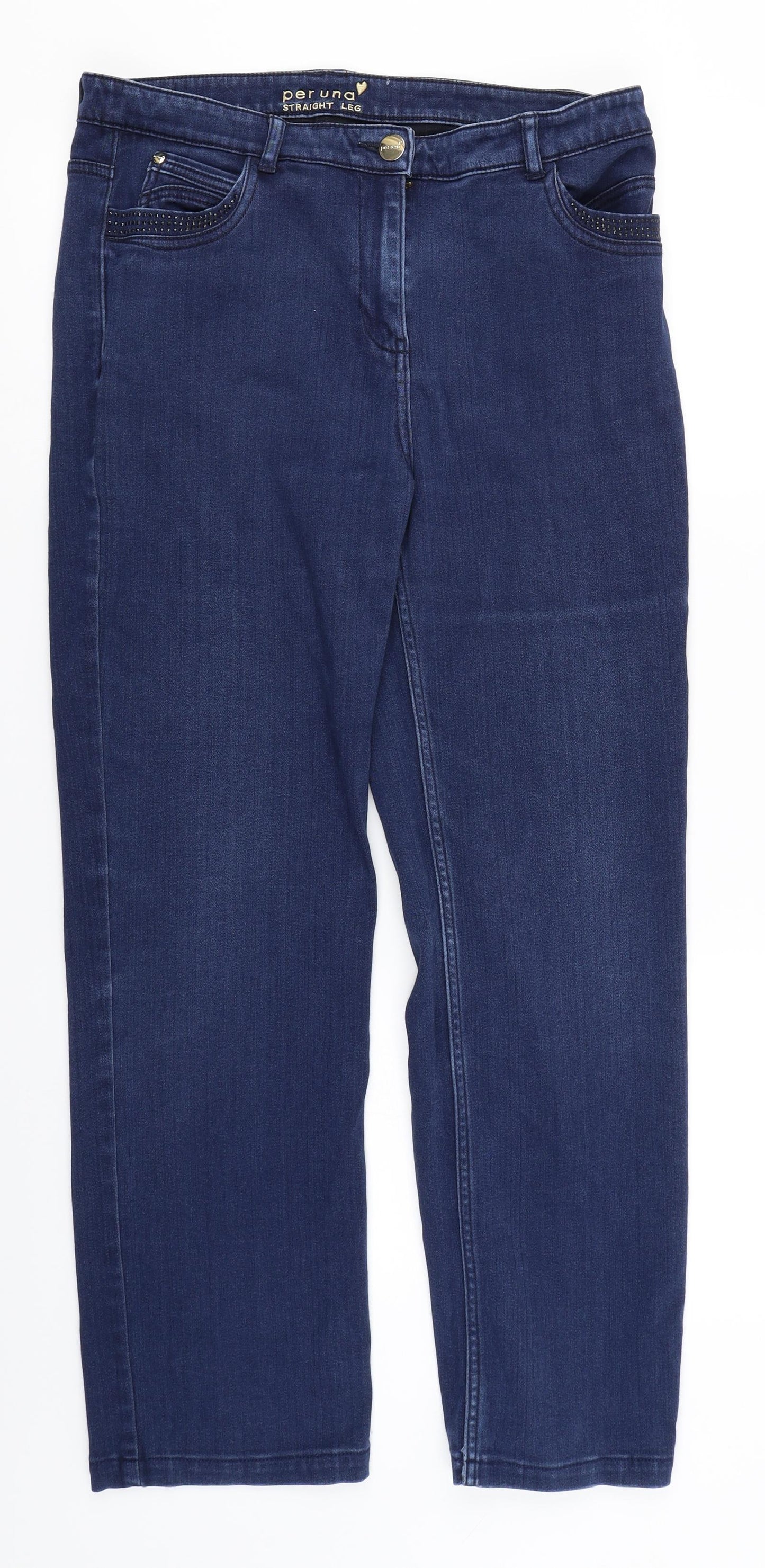 Per Una Womens Blue  Denim Straight Jeans Size 14 L27 in