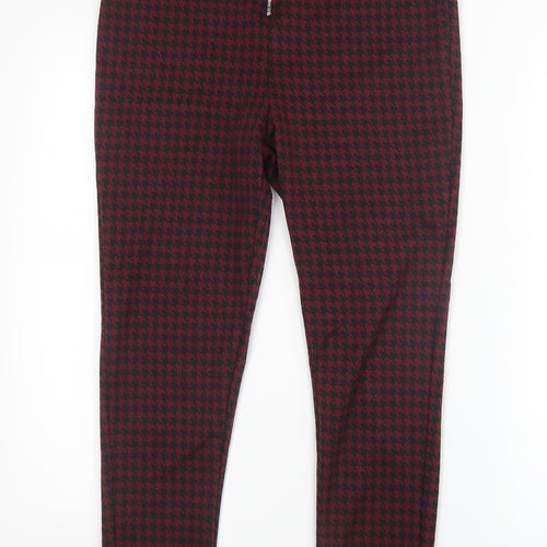 Select Womens Red Houndstooth  Trousers  Size 12 L26 in