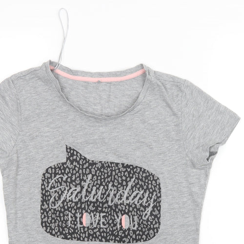 George Womens Grey Geometric  Top Pyjama Top Size 8