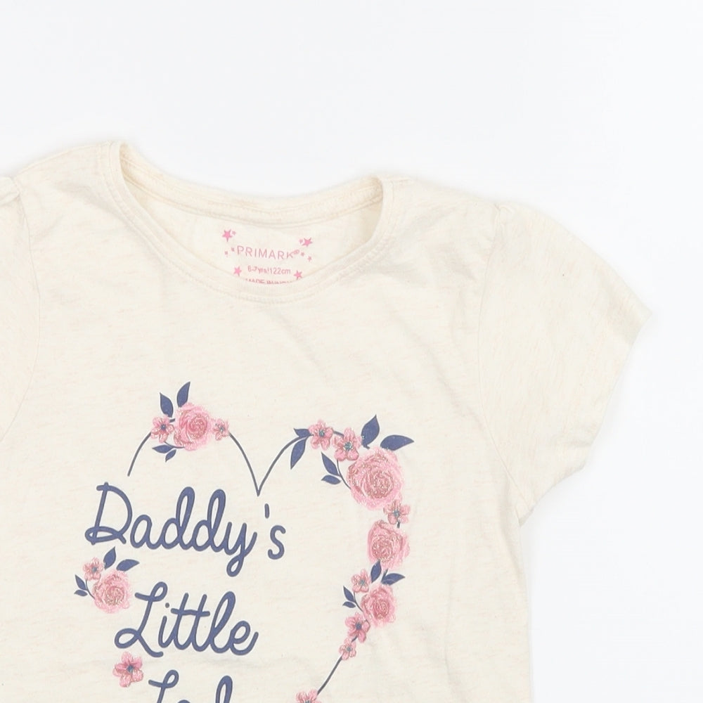 Primark Girls Ivory   Basic T-Shirt Size 6-7 Years
