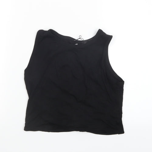 PRETTYLITTLETHING Womens Black   Cropped T-Shirt Size 6