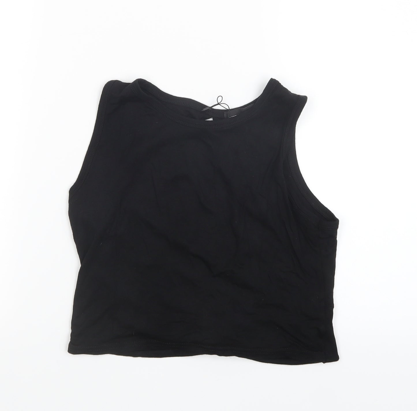 PRETTYLITTLETHING Womens Black   Cropped T-Shirt Size 6