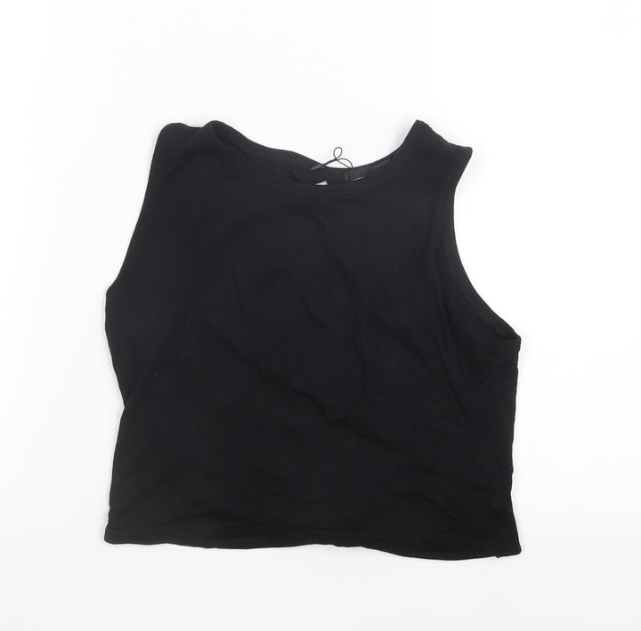PRETTYLITTLETHING Womens Black   Cropped T-Shirt Size 6