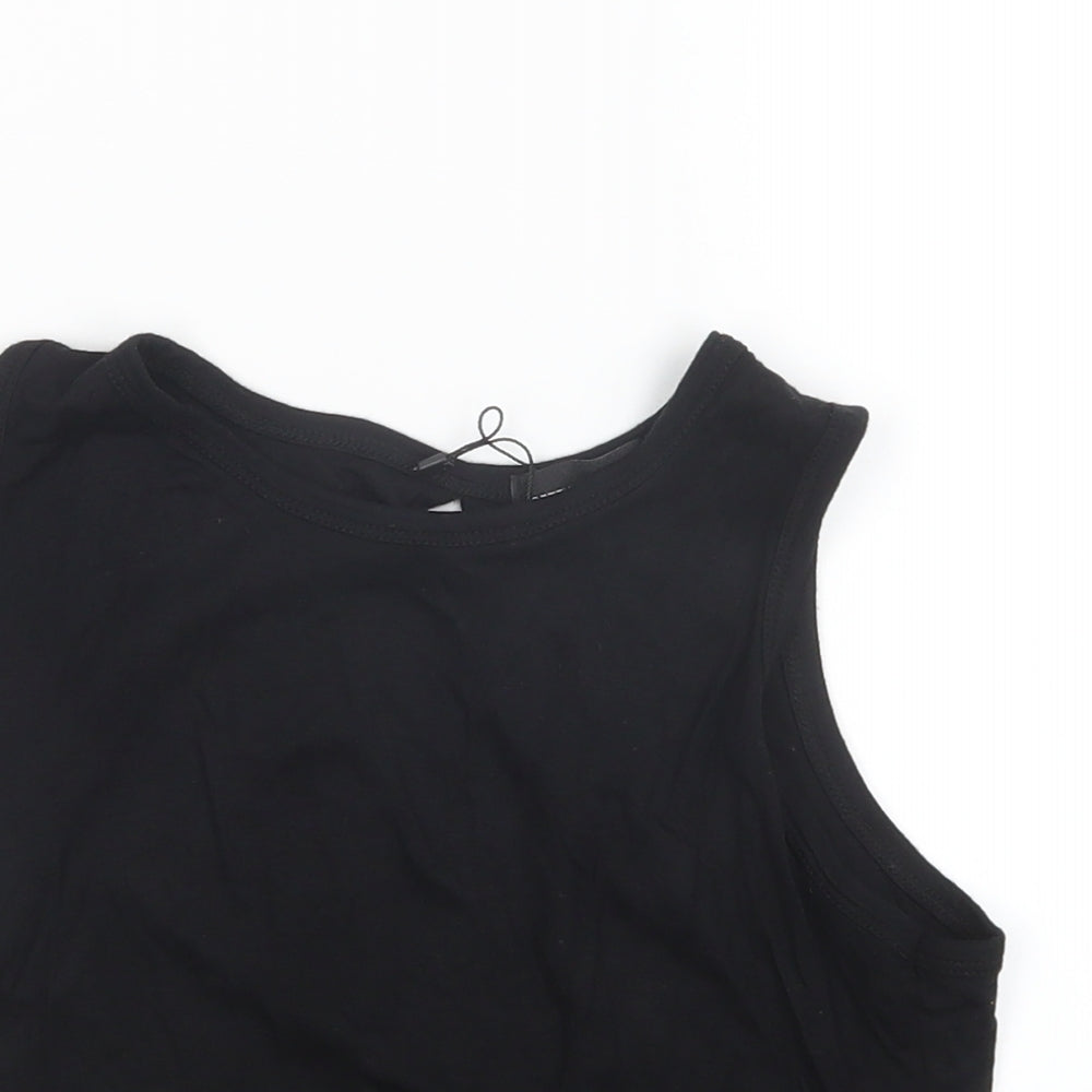 PRETTYLITTLETHING Womens Black   Cropped T-Shirt Size 6