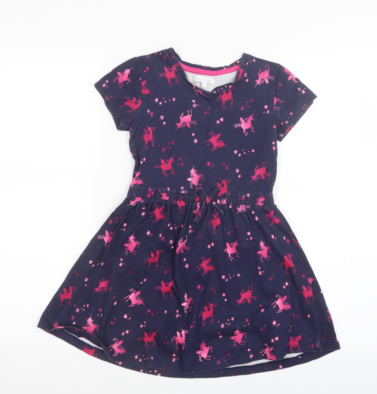 Blue Zoo Girls Blue Geometric  Shirt Dress  Size 6-7 Years  - Unicorn