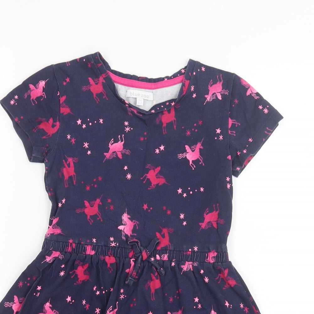 Blue Zoo Girls Blue Geometric  Shirt Dress  Size 6-7 Years  - Unicorn