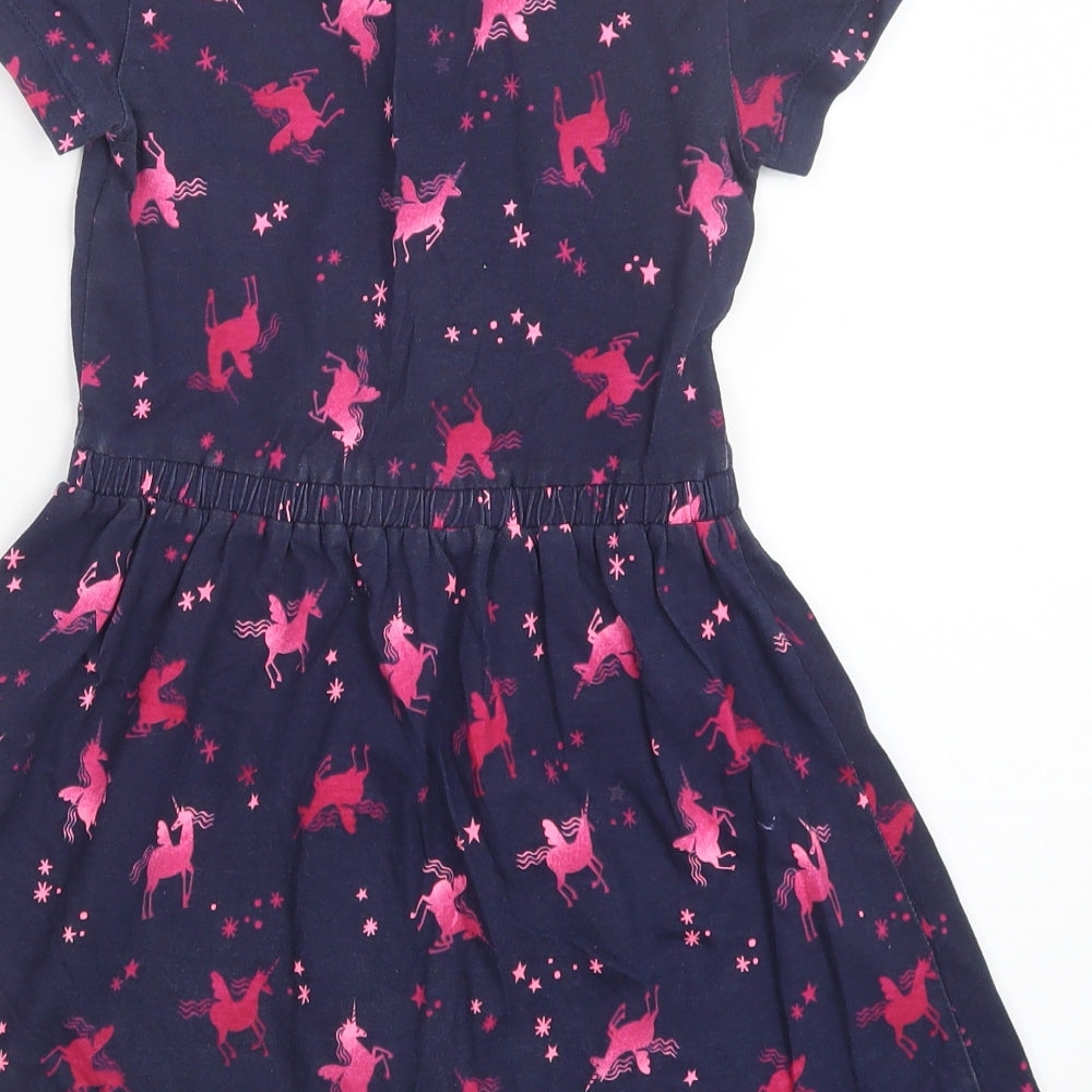Blue Zoo Girls Blue Geometric  Shirt Dress  Size 6-7 Years  - Unicorn