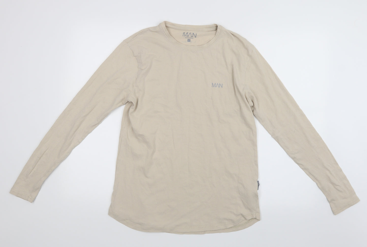 Boohoo Mens Beige    T-Shirt Size L