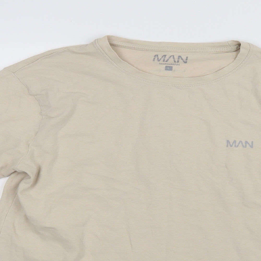 Boohoo Mens Beige    T-Shirt Size L