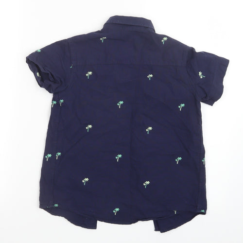 Blue Zoo Boys Blue Geometric  Basic Button-Up Size 9 Years  - Palm Tree