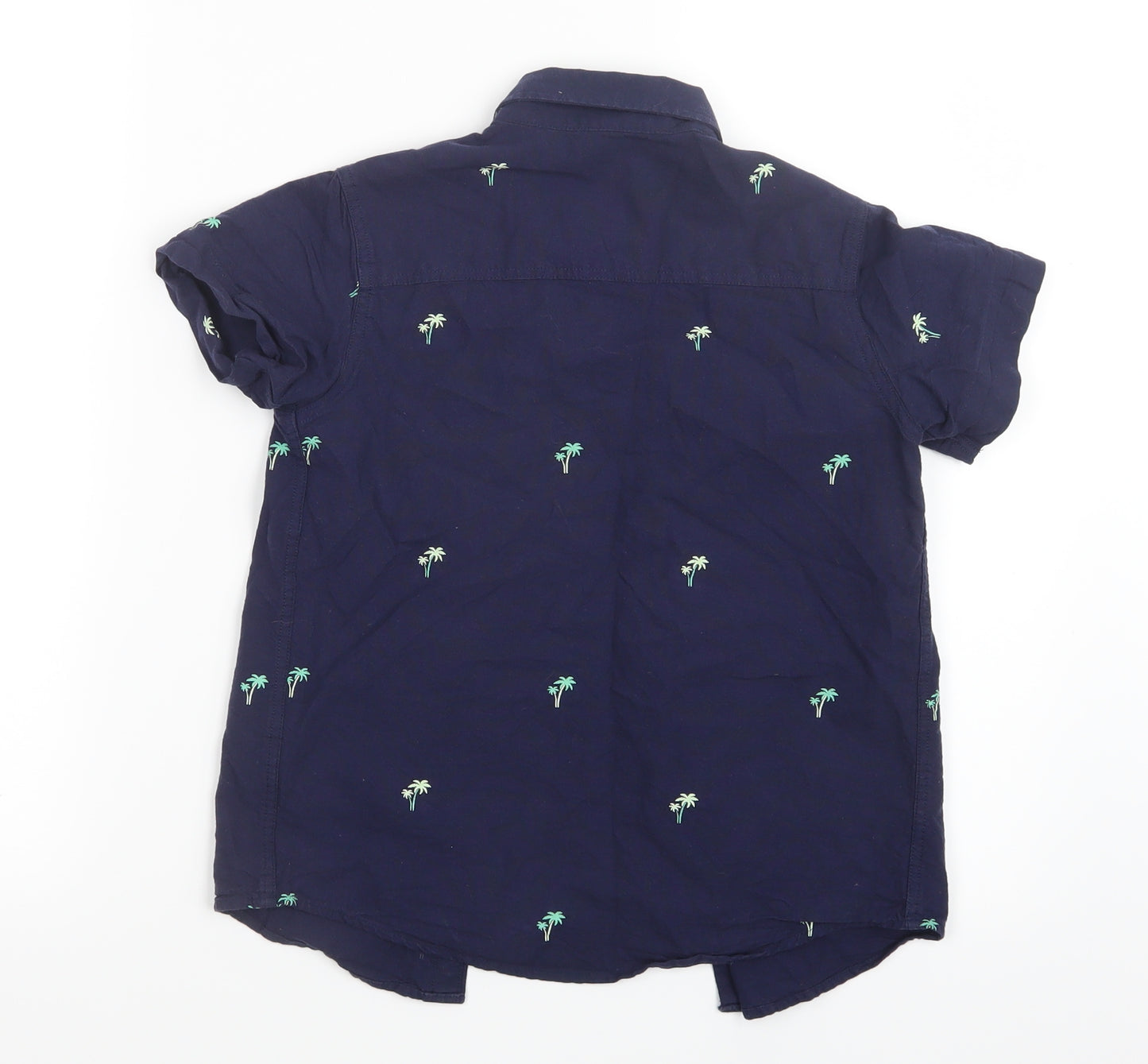 Blue Zoo Boys Blue Geometric  Basic Button-Up Size 9 Years  - Palm Tree