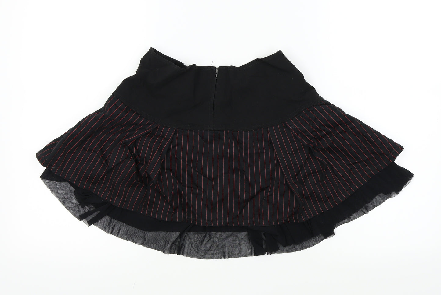 apparel noir Womens Black Striped  Flare Skirt Size M  - Red Stripes