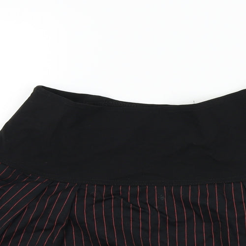 apparel noir Womens Black Striped  Flare Skirt Size M  - Red Stripes