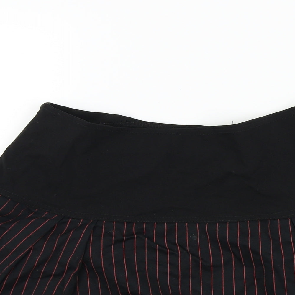 apparel noir Womens Black Striped  Flare Skirt Size M  - Red Stripes