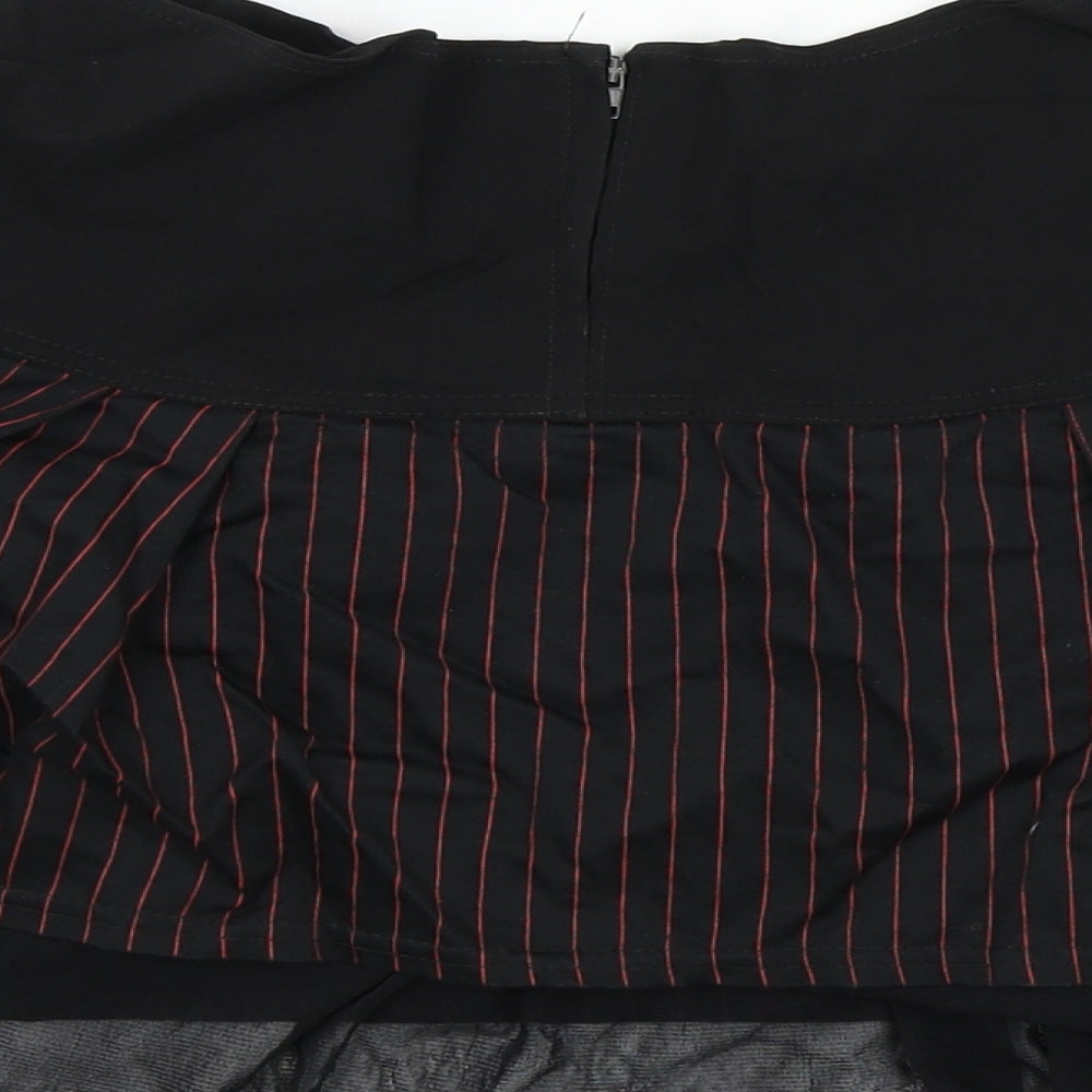 apparel noir Womens Black Striped  Flare Skirt Size M  - Red Stripes