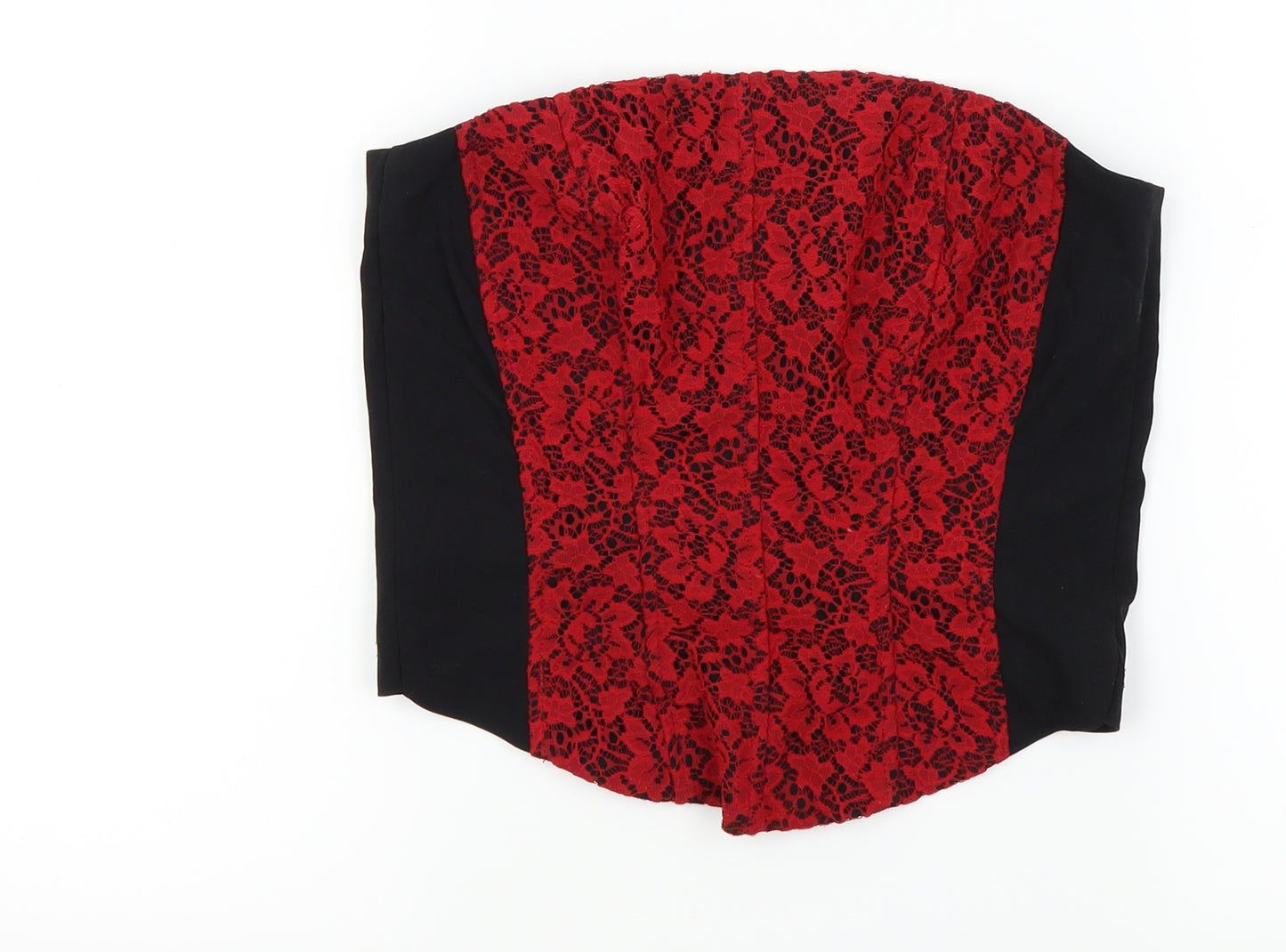 AMARANTO Womens Black   Basic T-Shirt Size 12  - red lace panel