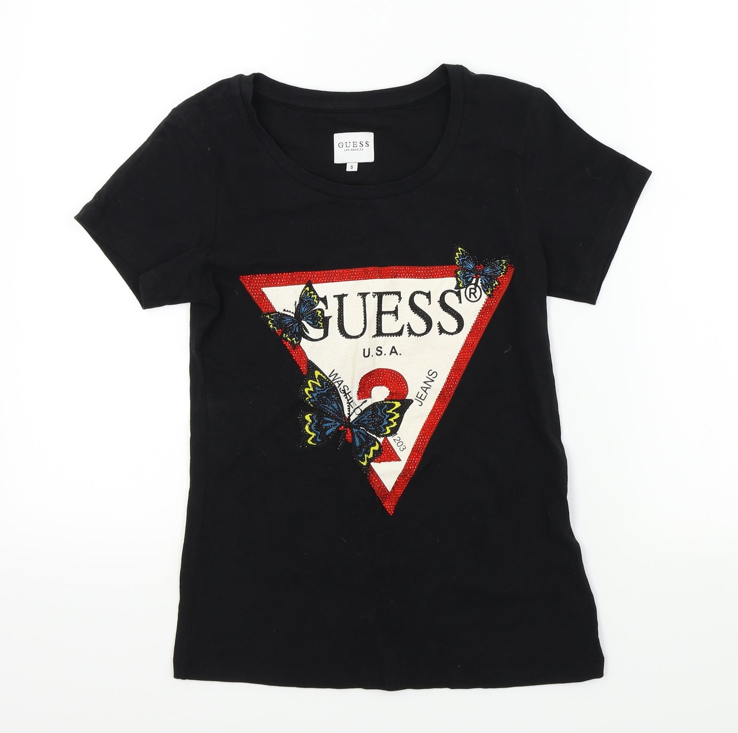 GUESS Womens Black   Basic T-Shirt Size S  - Buterfly