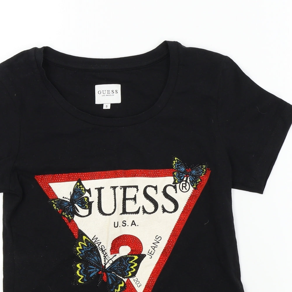 GUESS Womens Black   Basic T-Shirt Size S  - Buterfly