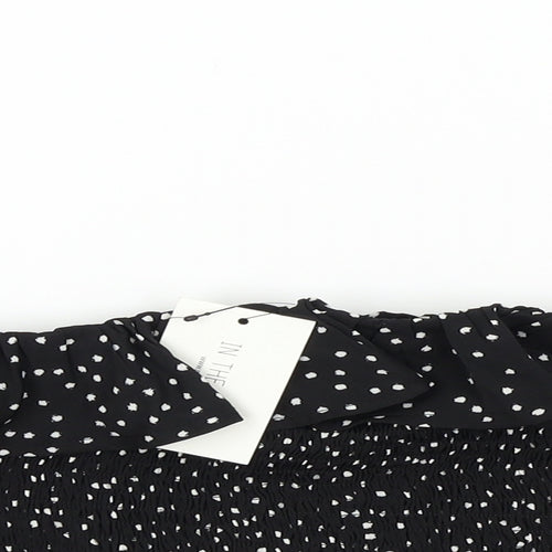 In the Style Womens Black Polka Dot  Basic Blouse Size 10  - frill neck line an sleeves