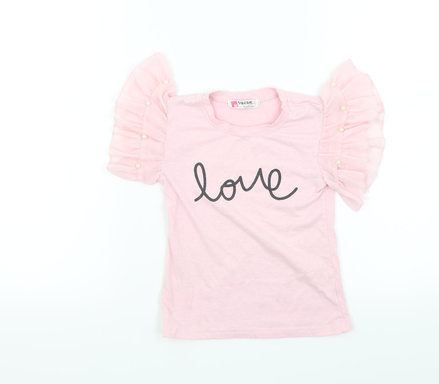 Vogue Girls Pink   Basic T-Shirt Size 3 Years  - Frill Sleeves