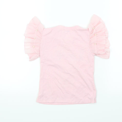 Vogue Girls Pink   Basic T-Shirt Size 3 Years  - Frill Sleeves