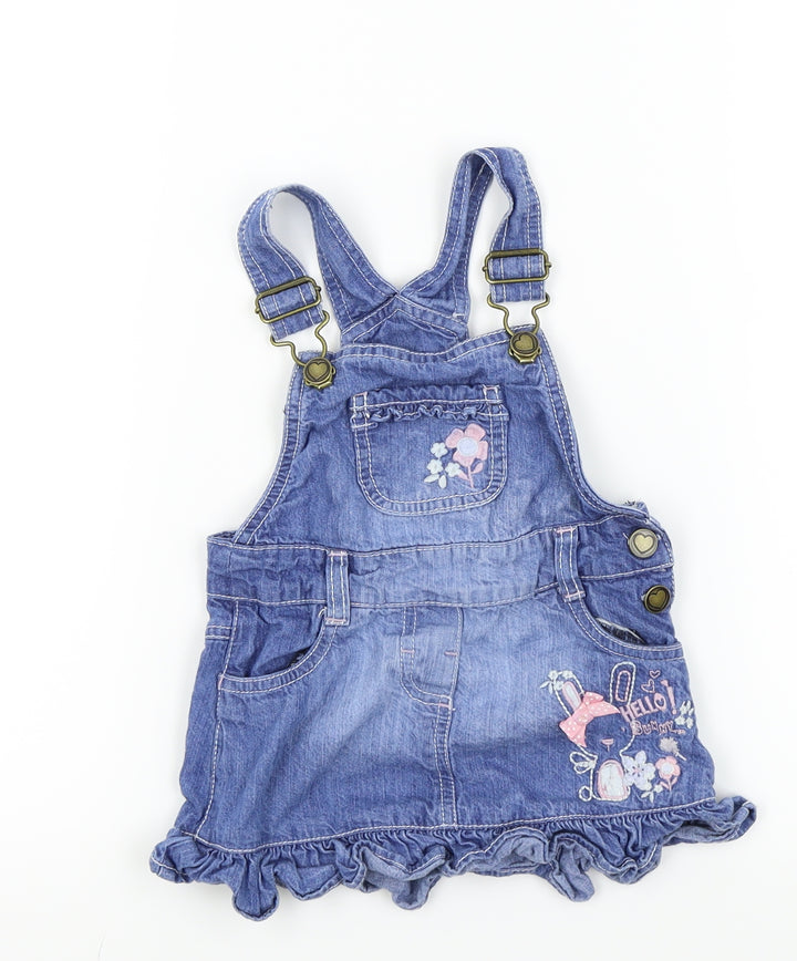 F&F Blue Pinafore/Dungaree Dress Size 12-18 Months