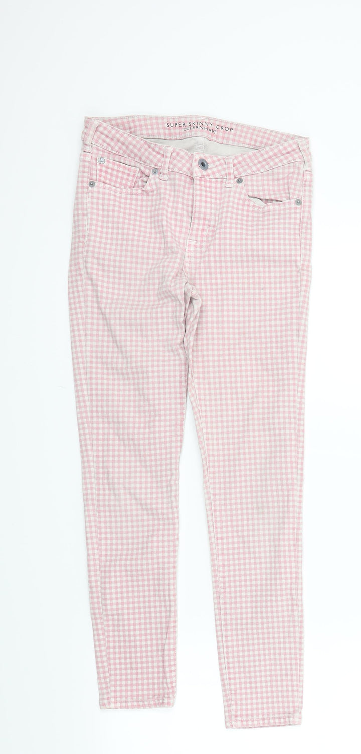 Jack Wills Womens Pink Check  Skinny Jeans Size 8 L24 in