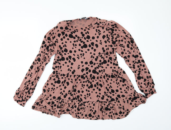 New Look Womens Pink Animal Print  Tunic Blouse Size 6