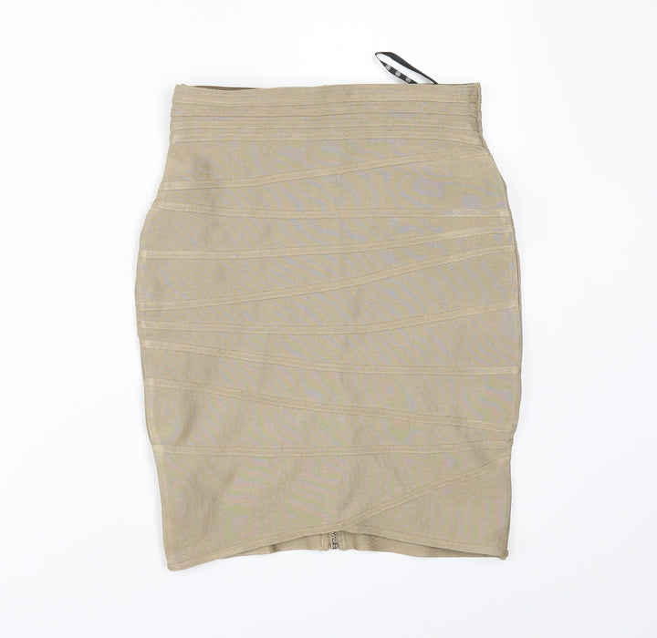 Missguided Womens Gold Mini Skirt Size 6