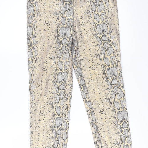 Topshop Womens Gold Animal Print  Trousers  Size 6 L26 in