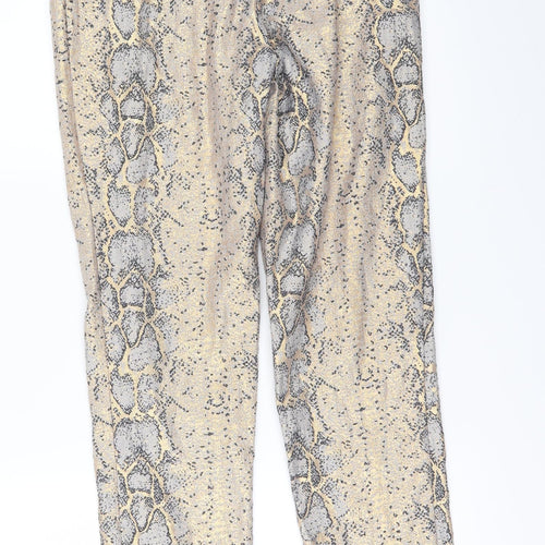 Topshop Womens Gold Animal Print  Trousers  Size 6 L26 in
