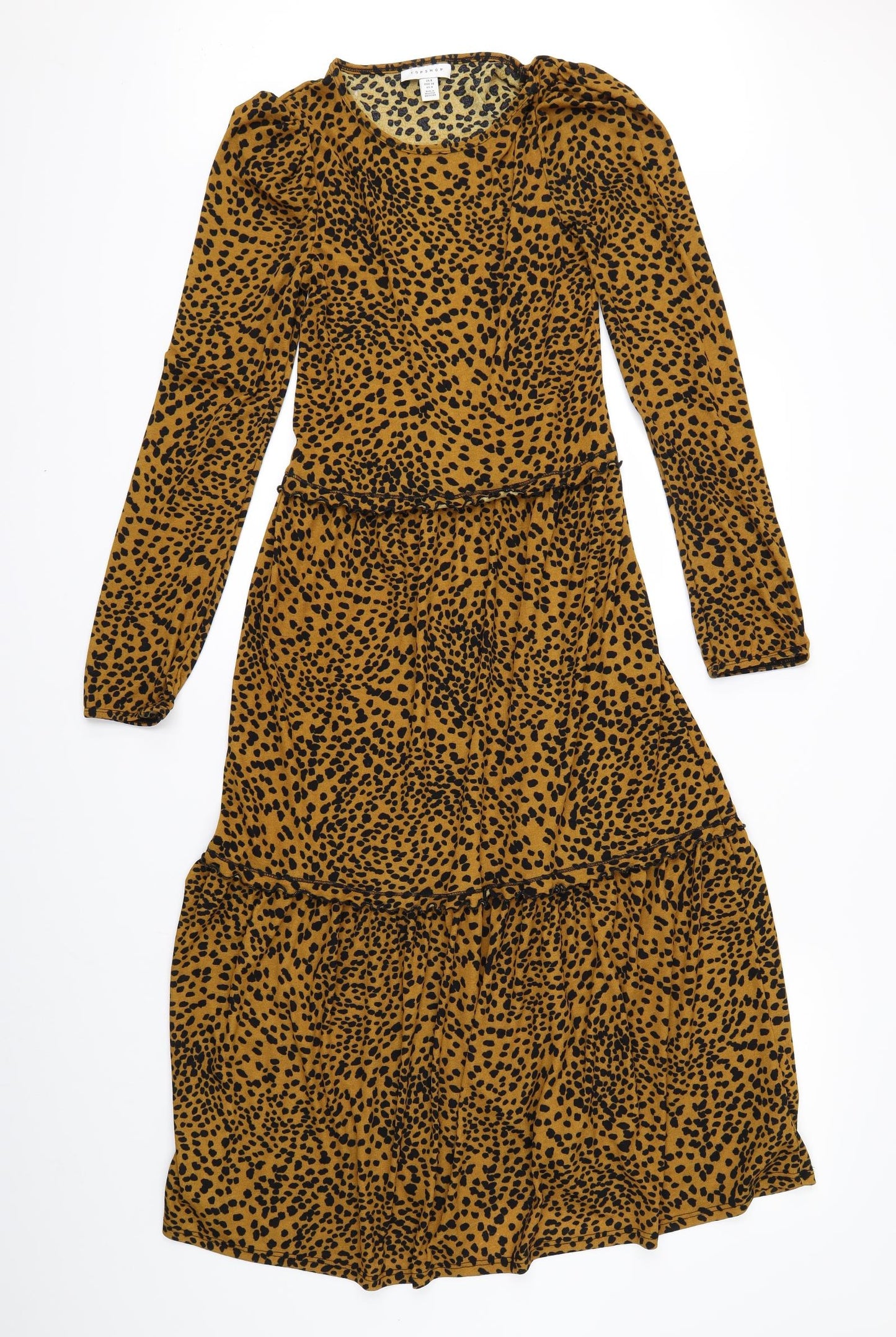 Topshop Womens Brown Animal Print  A-Line  Size 6