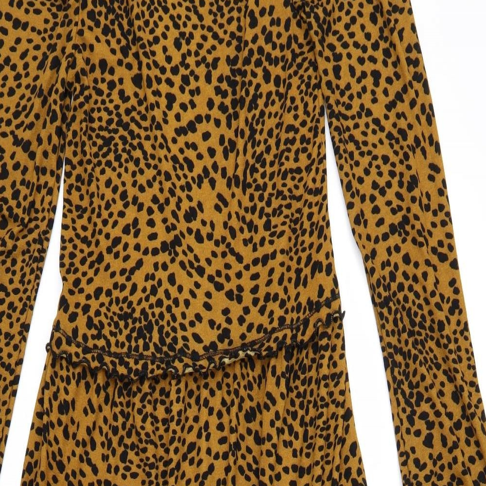 Topshop Womens Brown Animal Print  A-Line  Size 6