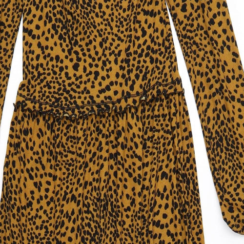 Topshop Womens Brown Animal Print  A-Line  Size 6