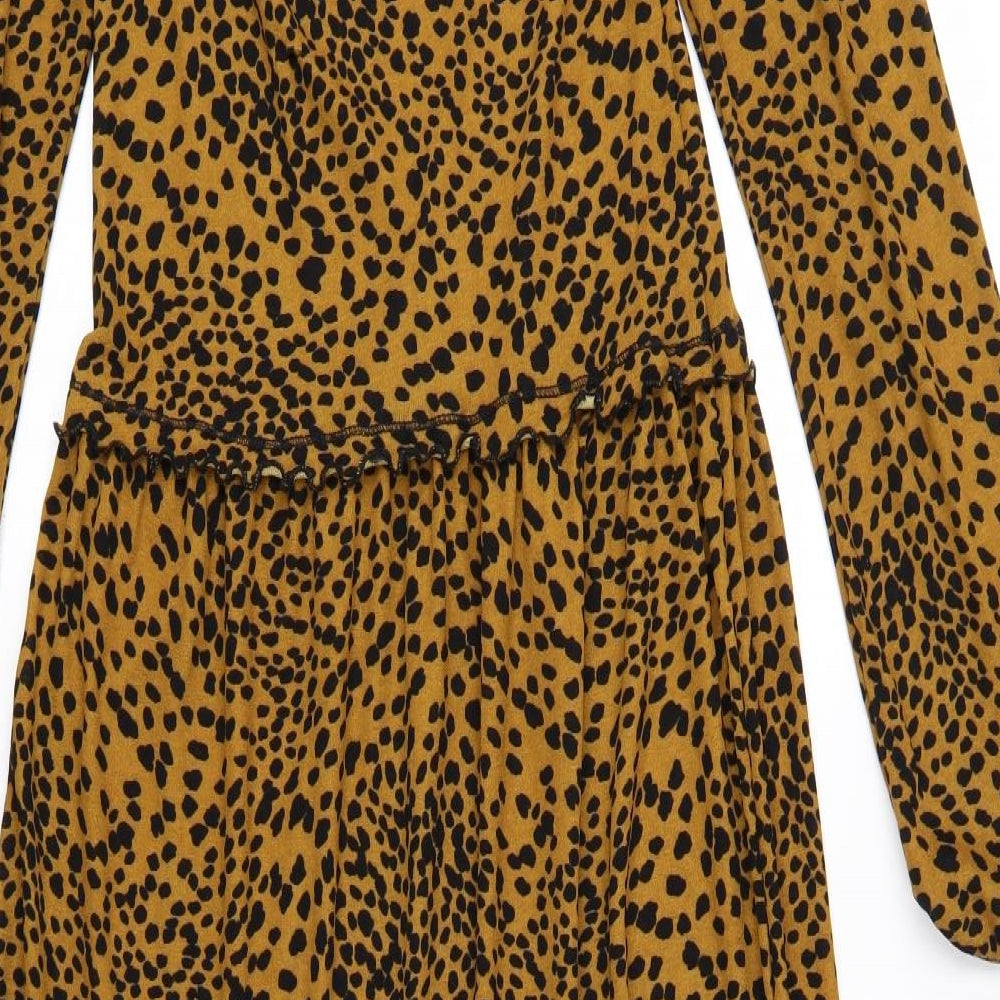 Topshop Womens Brown Animal Print  A-Line  Size 6
