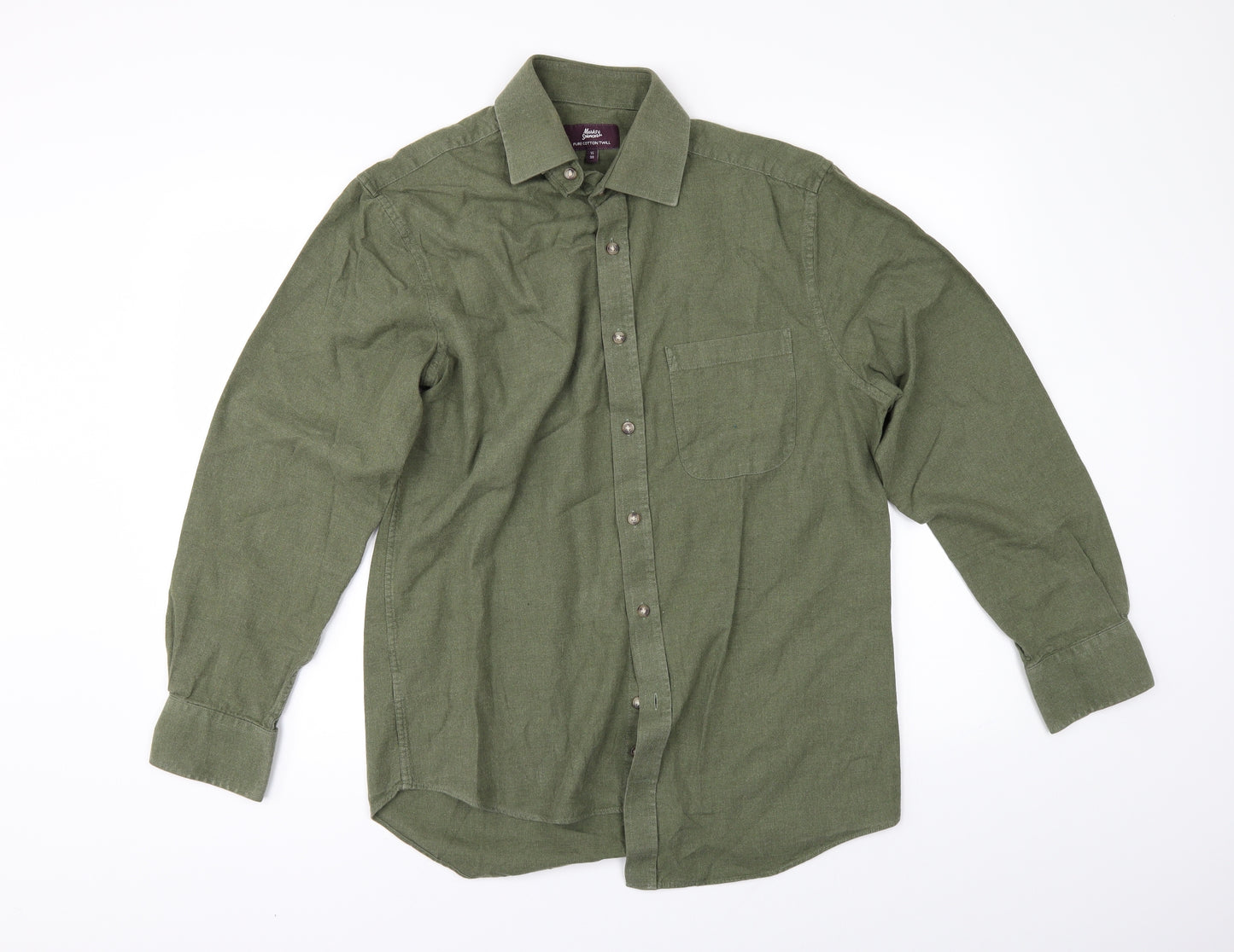 Marks and Spencer Mens Green    Button-Up Size 15