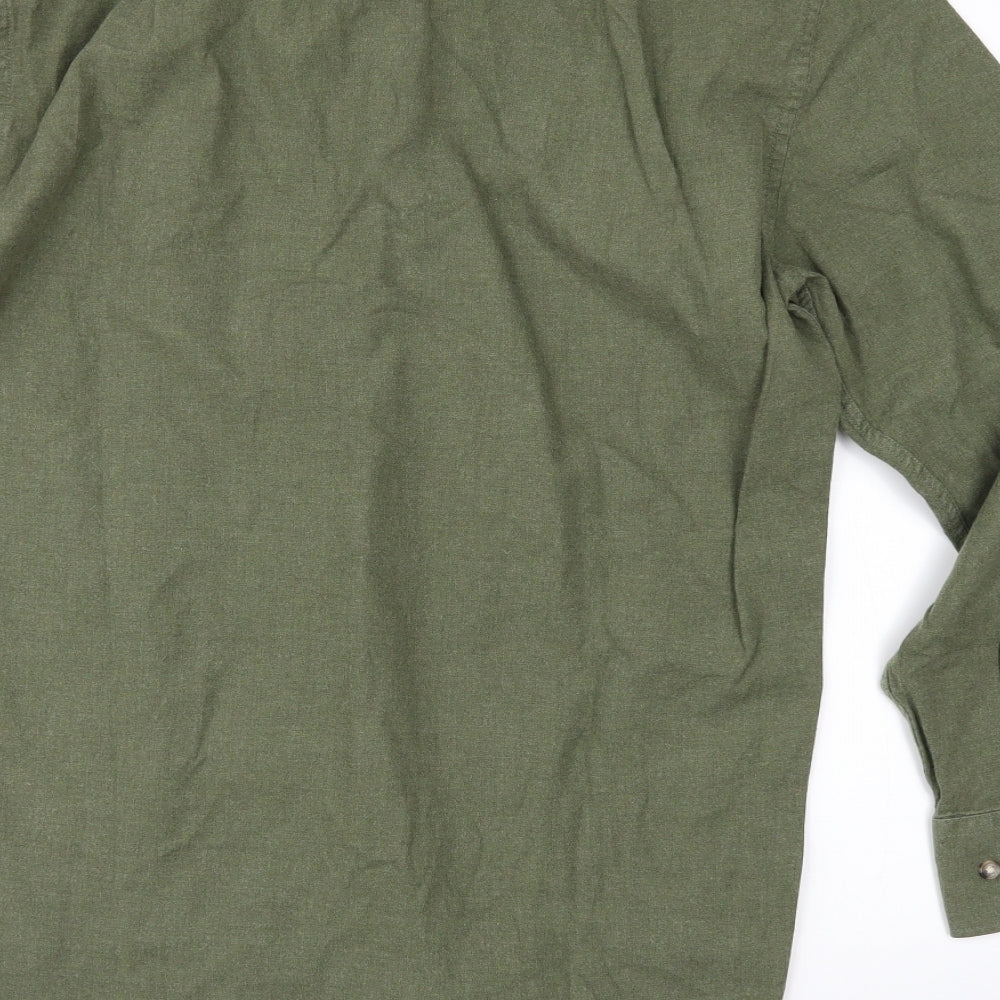 Marks and Spencer Mens Green    Button-Up Size 15