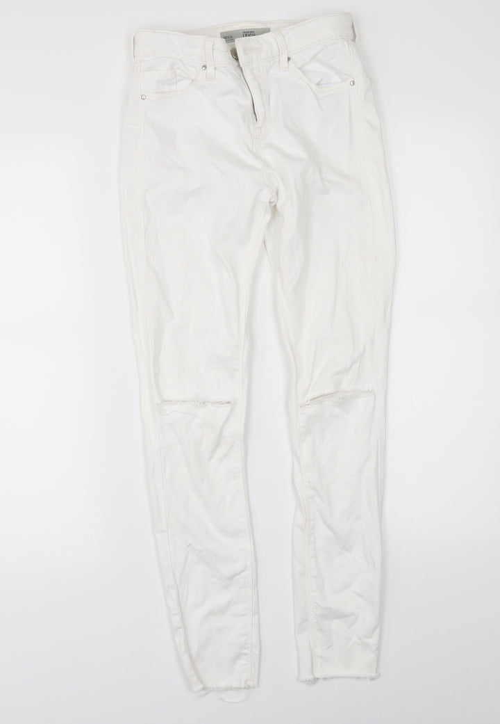 Topshop Womens White Denim Skinny Jeans Size 25 in L26 in