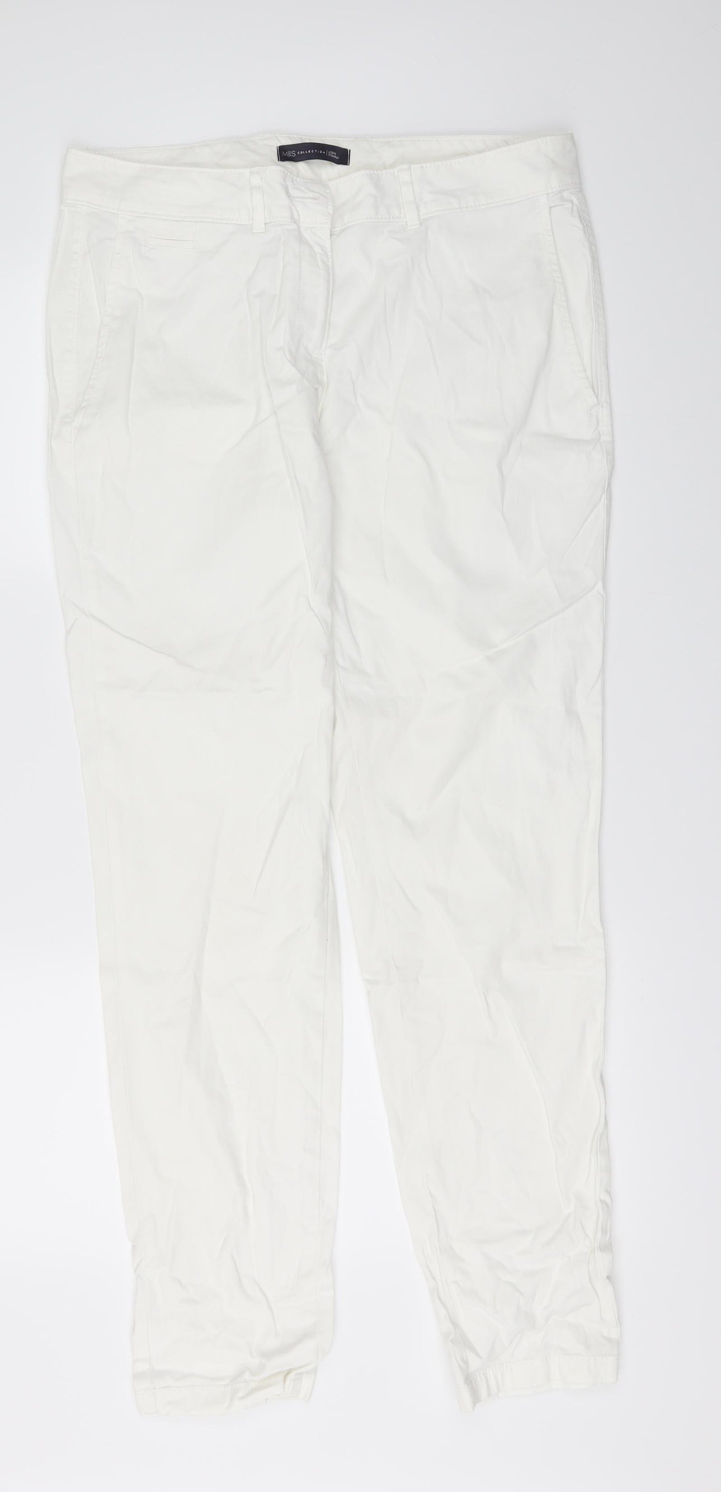 Marks and Spencer Womens White  Denim Straight Jeans Size 12 L31 in