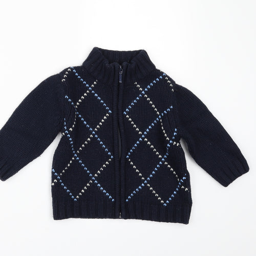NEXT Boys Blue Geometric  Cardigan Jumper Size 12-18 Months