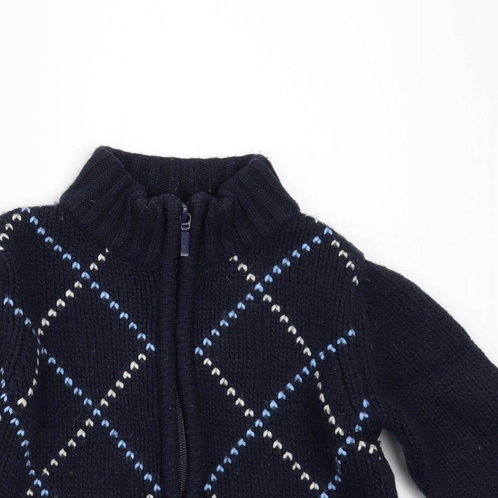 NEXT Boys Blue Geometric  Cardigan Jumper Size 12-18 Months