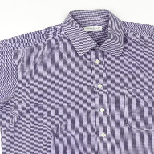 Simon Taylor Mens Beige Check   Button-Up Size 15.5
